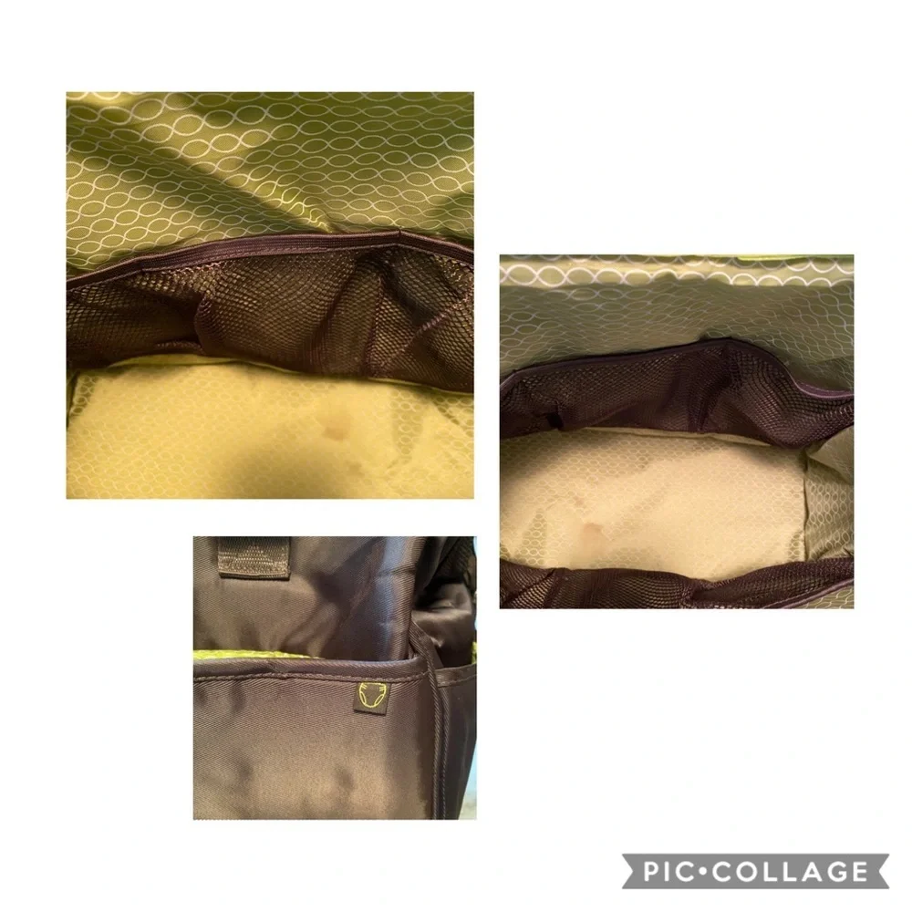 Fisher-Price Diaper Bag Brown Multi Pocket Baby Bag Travel Tote Adjustable Strap